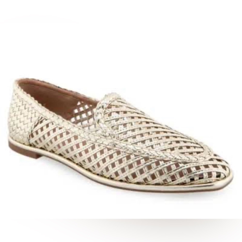 Aerosoles Women's Nagle Gold Woven Faux Leather Loafers Sz 9.5 $110 | WORN ONCE